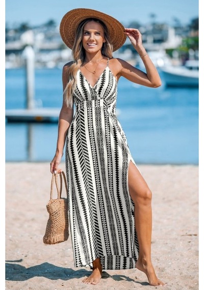 Butik İstanbul Kadın Ip Askılı Kruvaze Yakalı Önden Yırmaçlı Uzun Desenli Süprem Elbise Beyaz Butik İstanbul Kadın Ip Askılı Kruvaze Yakalı Önden Yırmaçlı Uzun Desenli Süprem Elbise Beyaz