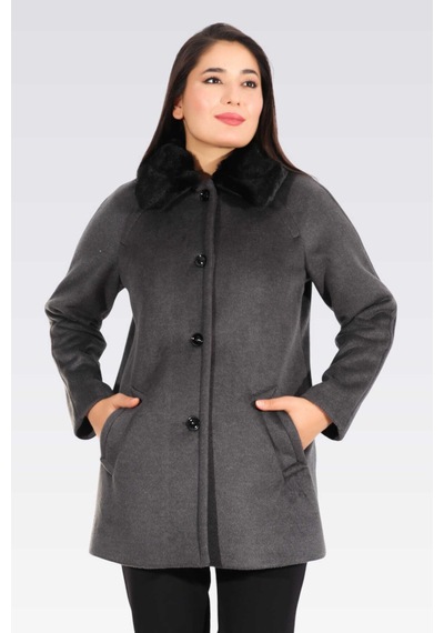 Tolga Saraçoğlu Oversize Midi Kaban - Minimalist Tasarım Antrasit