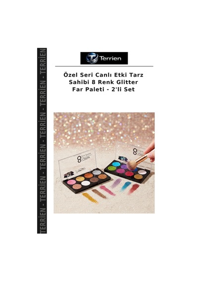 Özel Seri Canlı Etki Tarz Sahibi 8 Renk Glitter Far Paleti - 2'li Set Çok Renkli