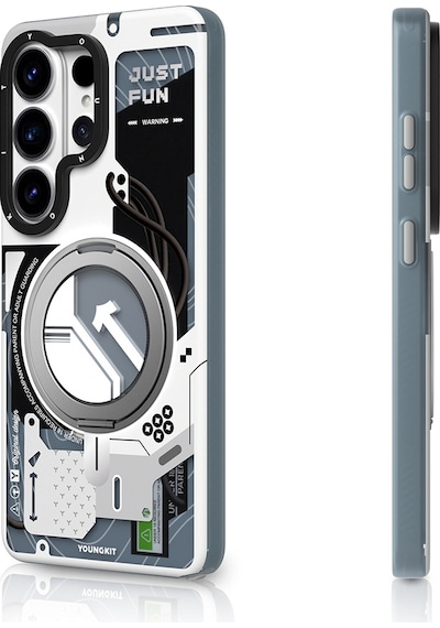 Samsung Uyumlu Galaxy S26 Ultra Kılıf M-safe Şarj Özellikli Youngkit Starship Serisi Kapak Beyaz Beyaz