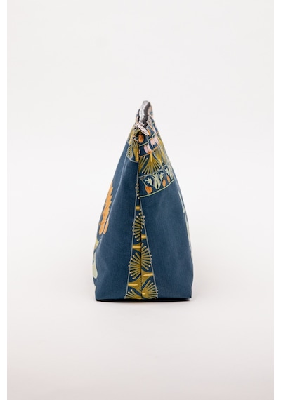 Fabric Craft Bag Portföy Çanta Fermuarlı Clutch Lacivert - Sarı