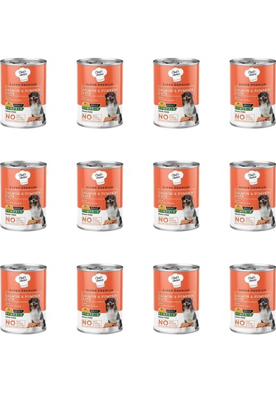 Chefs Choice Tahılsız Somonlu Balkabaklı Ezme Konserve Köpek Maması 400 Gr 12 Adet