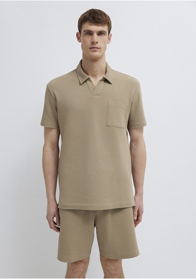 Mavi - Cepli Bej Polo Tişört 0613318-80697
