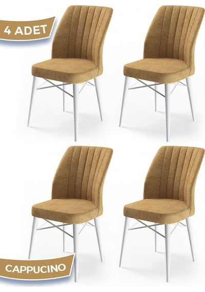 Canisa Concept Canisa Flex Serisi Gürgen Ayaklı 1.sınıf Sandalye , 4 Adet , Cappucino , Ayaklar Beyaz Sandalyeler Cappucino Ayaklar Beyaz