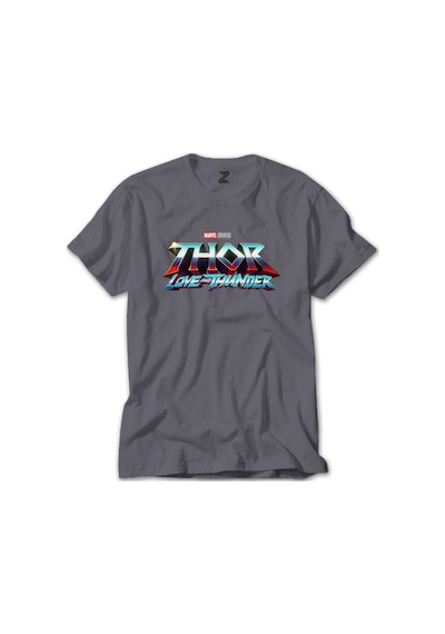 Thor Love And Thunder Logo Blue Gri Tişört-Gri