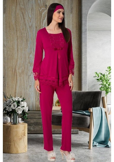 Mecit Pijama Yarentuhafiye Mecit 1820 Fuşya Lohusa Pijama Takımı