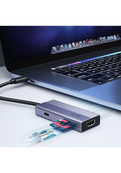 Ayrex Chb059 Type-c To 4k Hdmı 2 Usb-a Pd 60w Sd Ve Micro Sd Kart Okuyucu Çoklayıcı Hub