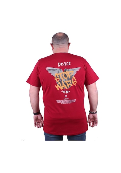 Starbattal Büyük Beden Sıfır Yaka Tişört Peace 23100 Bordo