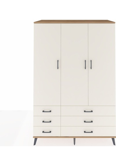 Kronos Dolap 5 Raflı 6 Çekmeceli Tek Askılı 132x59x195 Çam-ay... Çam