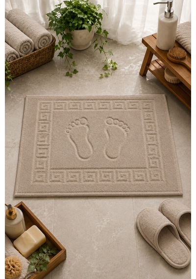 Ayak İzli Banyo Ayak Havlusu 50x70 Cm Yumuşak Emici Desenli Havlu Paspas
