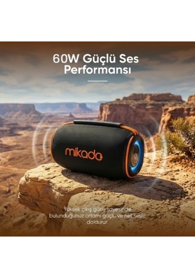 Mikado Md-33bt Siyah Ipx6 60w Rgb Işıklı 7200mah Tf Kart+usb Destekli Bluetooth