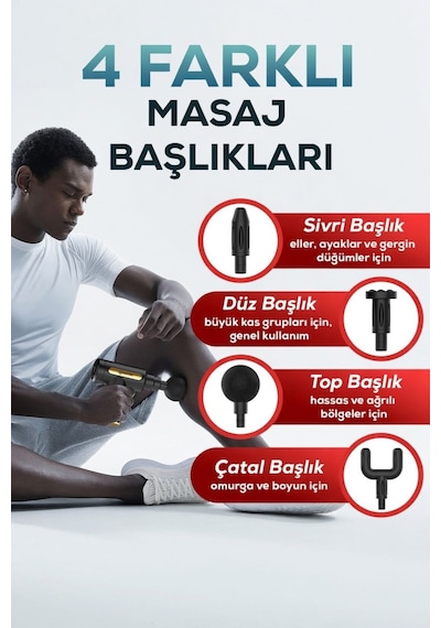 Masaj Tabancası Şarjlı 6 Kademeli Boyun Bel Sırt Bacak Ayak Masajı Mini Masaj