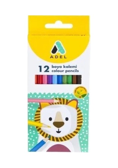 Adel Karton Kuru Boya Kalemi 12 Renk Tam Boy 1 Çift Kolay Açılır Ve Uç Kırılmasına Karşı Direnç Karışık
