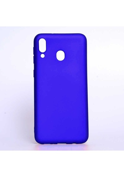 Noktaks - Galaxy Uyumlu M20 Uyumlu - Kılıf Mat Soft Premier Silikon Kapak - Saks Mavi - T7560 Saks Mavi