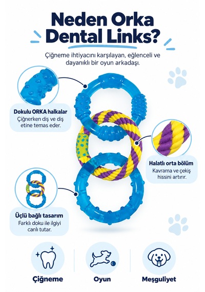 Petstages Orka Dental Links Üçlü Halka Köpek Çiğneme Oyuncağı