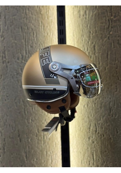 Aegis Retro Açik Kask Enjoy Life Bej Motosiklet Kaskı