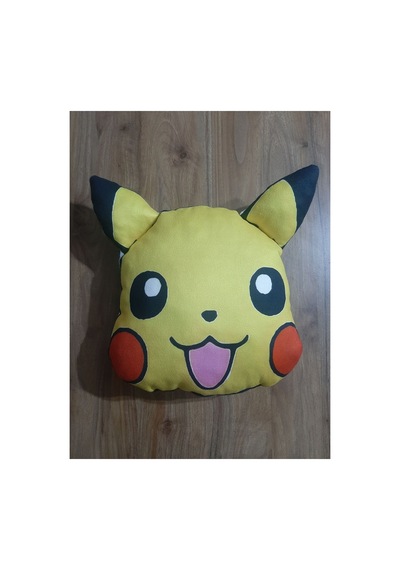 Pikachu Desen Şekilli Tasarım Karakter Yastık Sarı