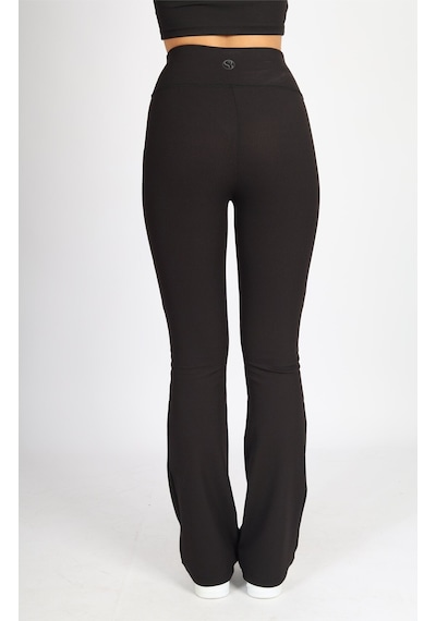 Soft&Basic Kadın Kaşkorse Raporlu Toparlayıcı İspanyol Paça Siyah Tayt Pantalon Siyah