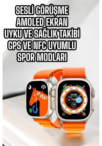 Akıllı Saat Nfc Ve Gps Uyumlu Sağlık Takibi Uczs8ultramaxsaattt2-1 Gri