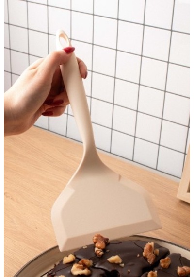 Emaylab Isıya Dayanıklı Silikon Spatula Geniş Yanmaz Yapışmaz Börek Ve Pasta Spatulası Krem