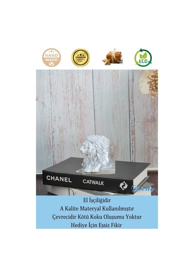 Dekoratif Biblo Yeleli Aslan Heykel El Yapımı Hediyelik Süs Eşyası Model Aslan3 - Gümüş