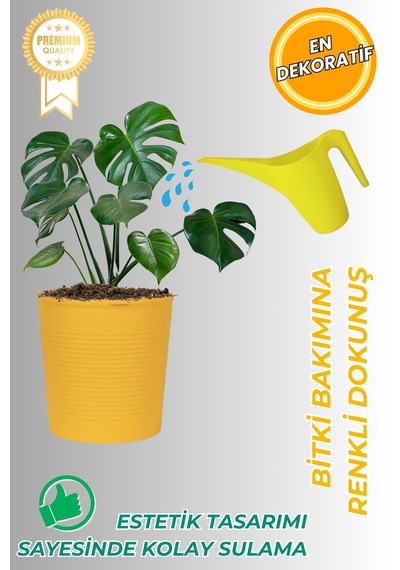 Sarı Sulama Kabı 1 Litre Ergonomik, Dayanıklı Ve Şık Bitki Sulama Kabı - İç & Dış Mekan Kullanımı