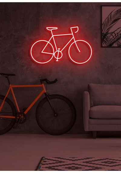 Bisiklet Figürlü Neon Tabela Kırmızı