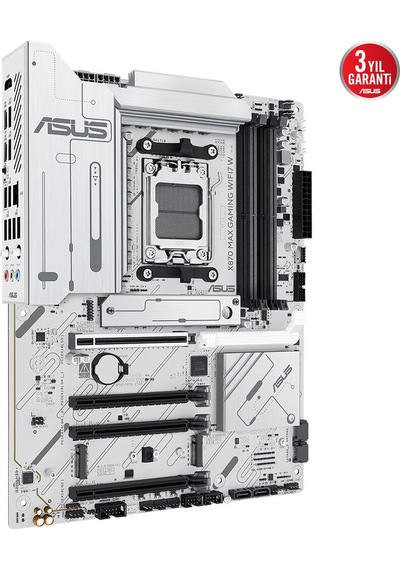 Asus X870 Max Gamıng Wıfı7 W, 4xddr5, 3xm2, Hdmı, Dp, Type-c, Wi-fi 7, Bluetooth V5.3, Am5 Soket Gamıng Anakart