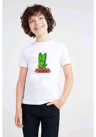 Tshirthane Donna Zooba Battle Royale Baskılı Unisex Çocuk Beyaz T-Shirt