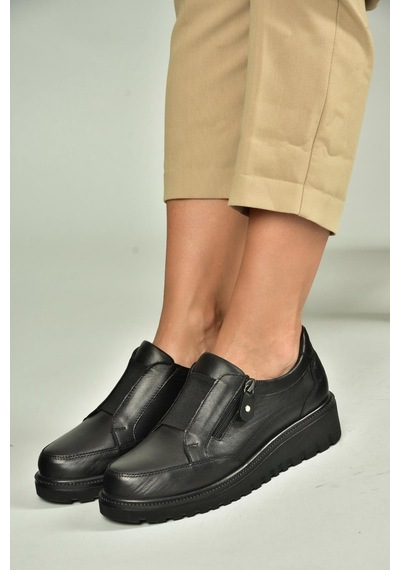 Fox Shoes U555040503 Siyah Hakiki Deri Günlük Kadın Ayakkabı Siyah-hakiki Deri