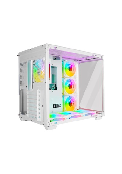 Rampage Loopy Beyaz 7 12cm Argb Fan Kontrolcü Temperli Cam Kumandalı Atx Mid-t Gaming Oyuncu Kasası