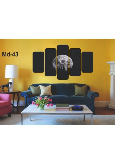 5 Parça Gece Ay Görünümlü Mdf Tablo