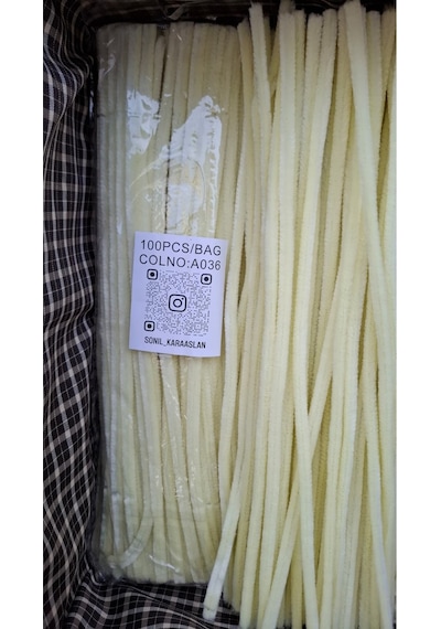 Şönil 100 Lü Krem Renk Kod A036 30 Cm - Yoğun Tüylü Hobi Çubuğu Tel El İşi 100 Lü Paket