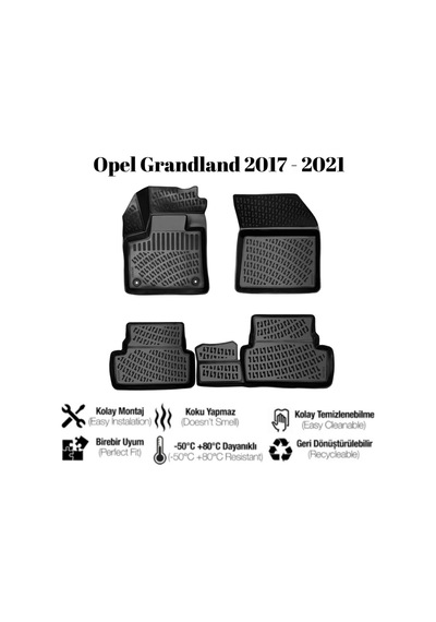 Opel Grandland 2017 2018 2019 2020 2021 İle Uyumlu Araca Özel 3d Havuzlu Paspas Takımı A+ Kalite 1 Adet