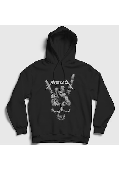 Presmono Unisex Rock On Metallica Kapüşonlu Sweatshirt Siyah