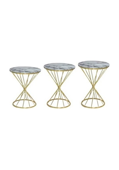Brc Zigon Rivoli Model Beyaz Mermer Renk Tabla Metal Transmisyon Gold Kaplama Ayak El Yapım