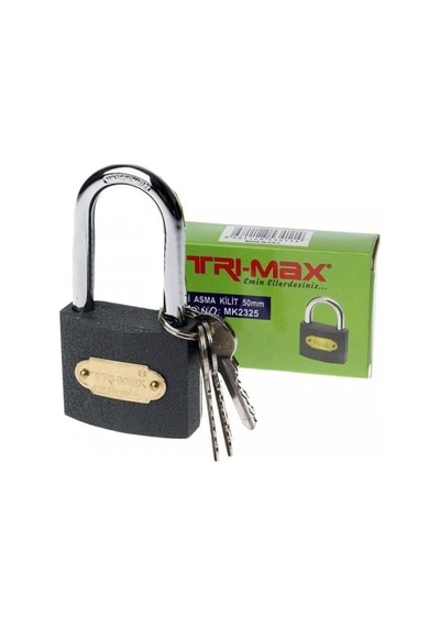 Tri-max Gri Döküm Uzun Asma Kilit 25 Mm Baytec