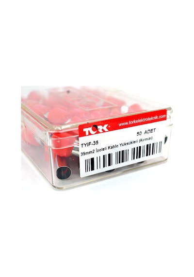 50 Adet 35mm² Kablo Yüksüğü Bakır Kırmızı Yüksük