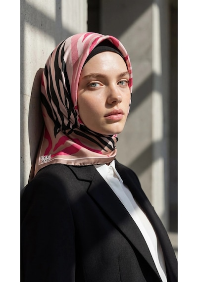 Levidor Kristal Eşarp Zebra Desen Vizon