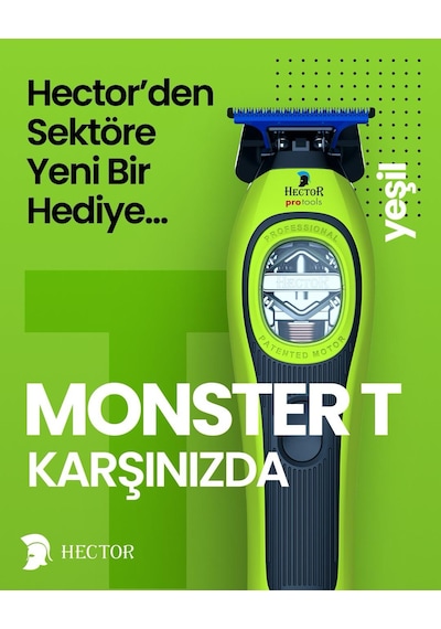 Hector Monster T - Profesyonel Sıfırlama Ve Sakal Kesim Makinesi - Yeşil