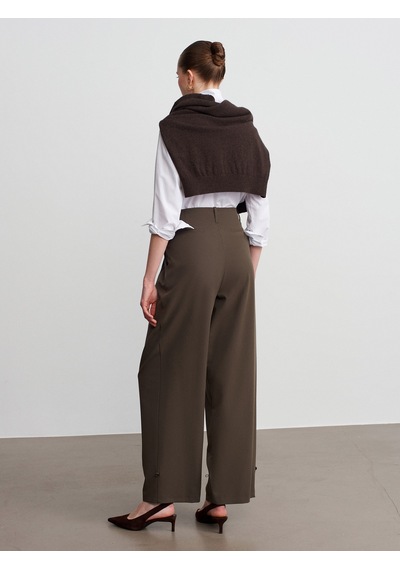 Dilvin 72228 Pileli Kumaş Pantolon-haki Haki
