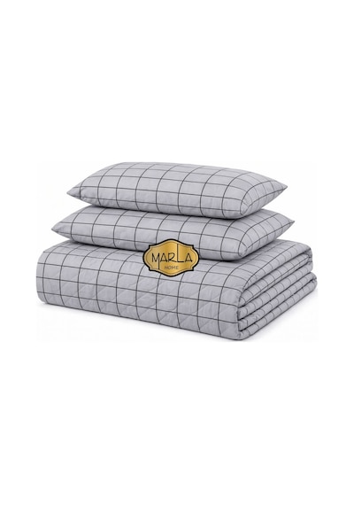Çift Kişilik Pike Takımı Battal Boy 220x230 Cm Çok Amaçlı Yatak Örtüsü & Battaniye Gri Siyah