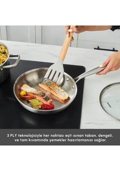 Karaca Power Steel 316+ 3ply Akita İndüksiyon Tabanlı 7 Parça Çelik Tencere Seti Gümüş
