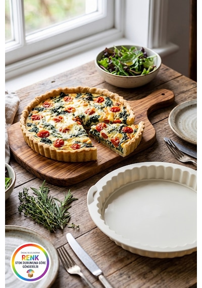 Tırtıklı Kenarlı Silikon Turta Kalıbı Xl Kulplu Esnek Kolay Çıkan Tart Ve Kiş İçin 26 Cm Çok  Renkli