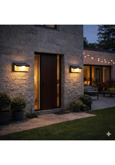 Barbaros Solar 2 Kademe Hareket Sensörlü Cata Dış Mekan Led Aplik - 40w Güçlü 4300 Lümen 3200k Gün Işığı - Ip44 Su Geçirmez Kablosuz Bahçe, Teras Ve Duvar Aydınlatması Güneş Enerjili