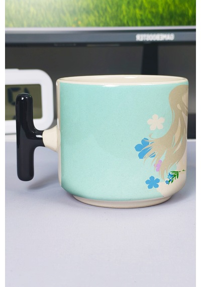 Anohana Anime Baskılı Seramik Lüks Kupa 1 Adet T Şeklinde Özel Siyah Kulp Dalga Kulp V3t Çok Renkli