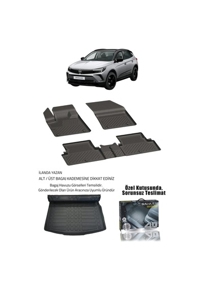 Sahler Opel Grandland 2017-2024 Uyumlu 4.5d Premium Havuzlu Oto Paspas Ve Liner Marka 3d Alt Bagaj H