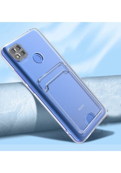 Xiaomi Redmi 9c İle Uyumlu Kılıf Kartlıklı Kartvizitli Şeffaf Telefon Kılıfı Kapak
