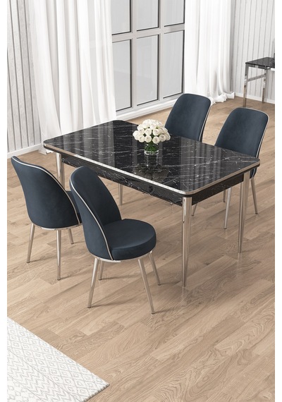Canisa Rewa Serisi 70x110 Sabit Siyah Mermer Desen Krom Detay Masa Takımı Ve 4 Antrasit Sandalye Masa Siyah Mermer Sandalye Antrasit Krom Ayak Canisa Rewa Serisi 70x110 Sabit Siyah Mermer Desen Krom Detay Masa Takımı Ve 4 Antrasit Sandalye Masa Siyah Mermer Sandalye Antrasit Krom Ayak
