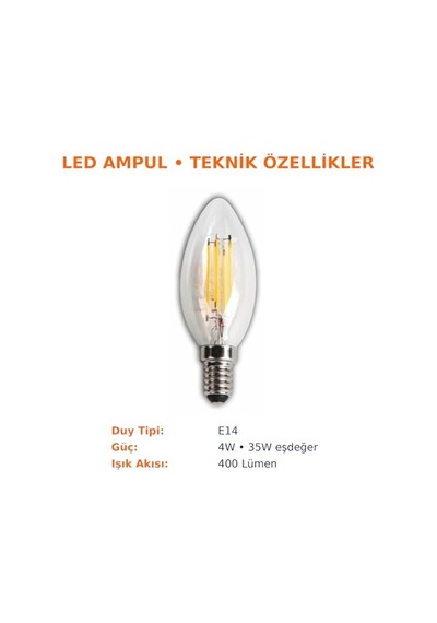 Led Ampul 4 W E14 Duylu Rengi Ct-4280 Diğer